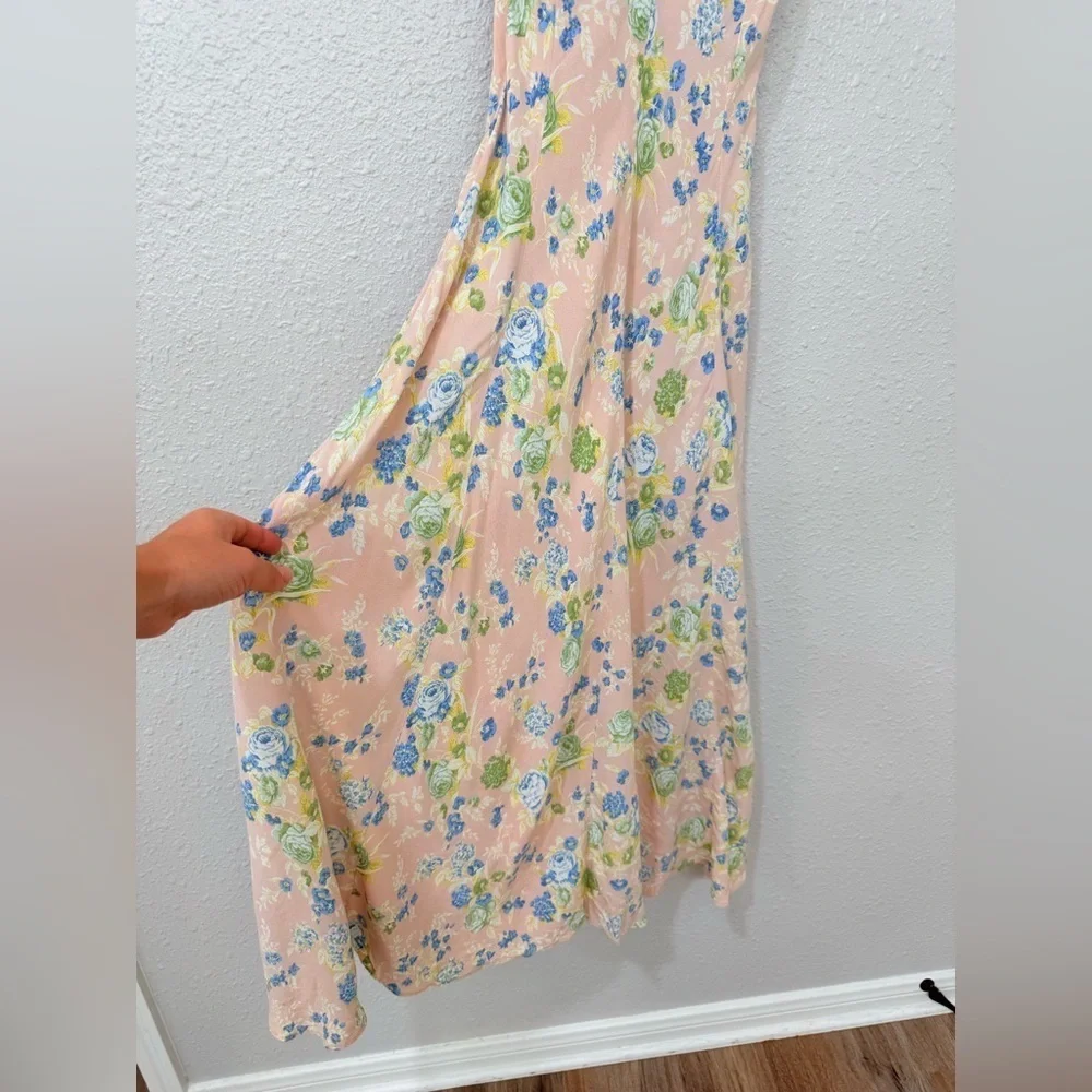 ZARA FLORAL PRINT V-NECK MIDI DRESS SIZE XS BLOGGER FAVORITE